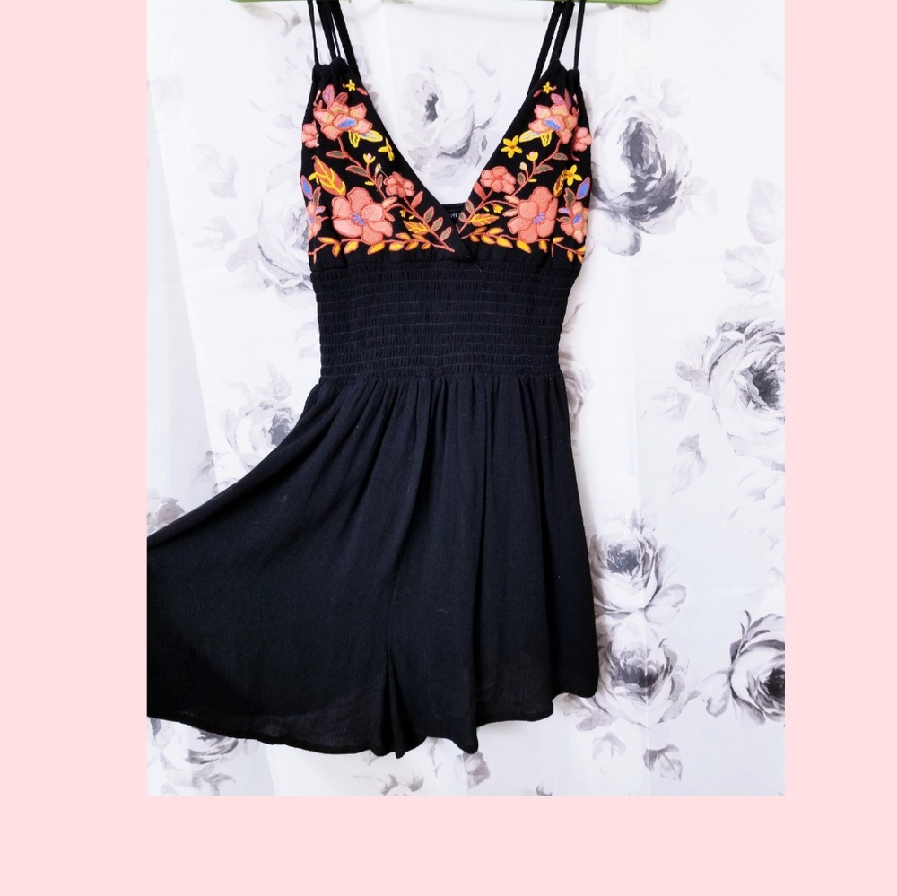Embroidered Floral Romper